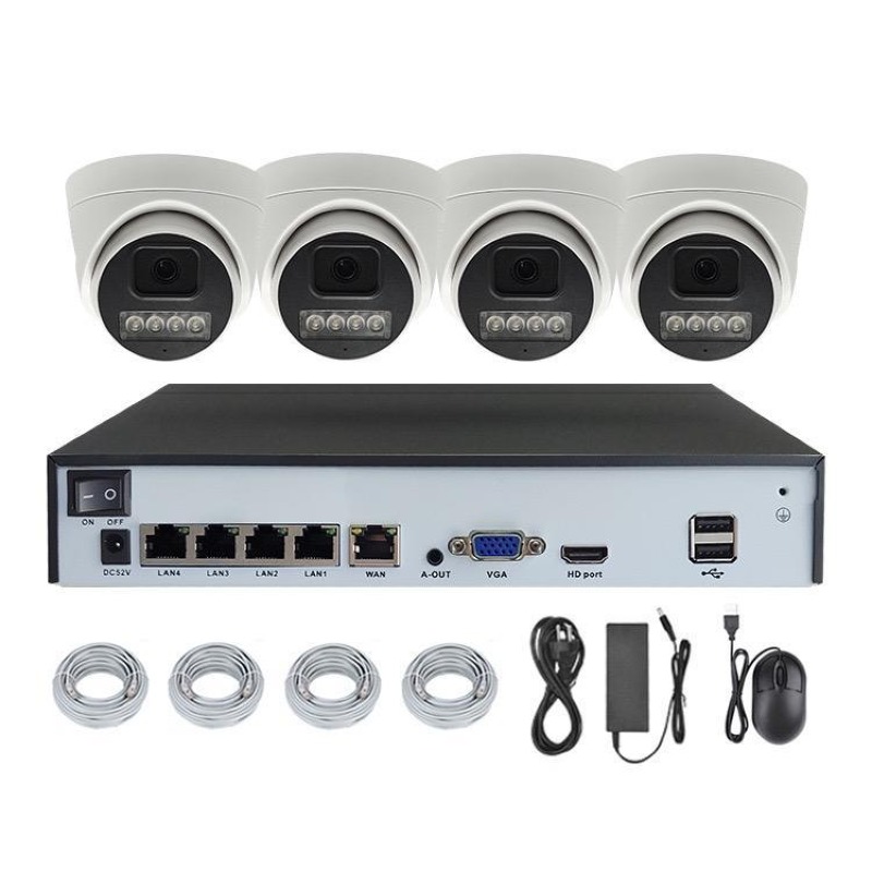 KIT DE 4 CAMERAS IP POE (IR) 5mp