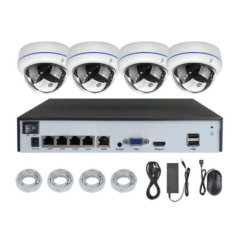 KIT DE 4 CAMERAS DHÔME IP POE 5mp(iR)